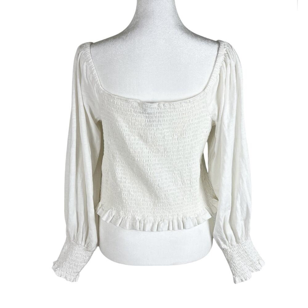 Anthropologie Pilcro Ginny Ivory Smocked Crop Top Cottagecore Boho Size Large - Picture 4 of 9
